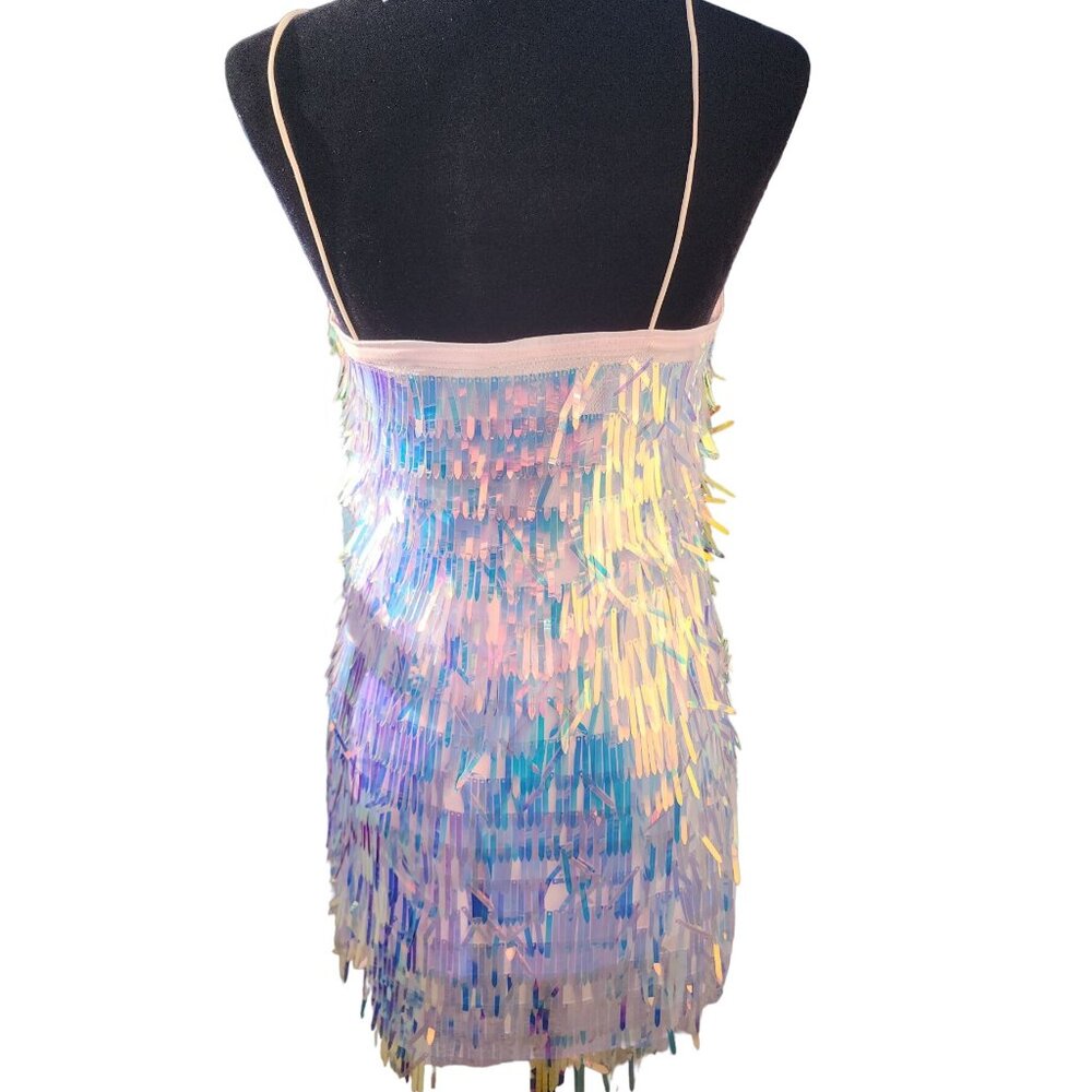 Holiday Beaded Fringes Luxury Designer Runway Cocktail Evening Party Prom Dress - Picture 10 of 15